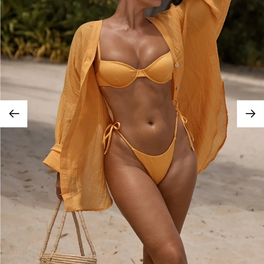 Monday Swimwear Palma Bottom - Clementine Wide Rib